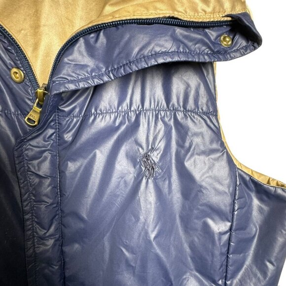 Polo Ralph Lauren Golf Women’s Size Large Reversible Puffer Vest Navy Blue Gold - Picture 6 of 13